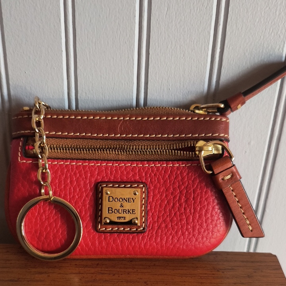 Dooney & Bourke Red and Brown Leather Keychain Pouch